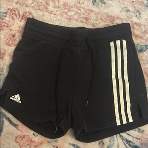 Adidas Women's Black Athletic Shorts with White Stripes